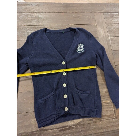 Womens Lauren Ralph Lauren Navy Nautical Heavy Cardigan Button Up Sz M/L Read - Picture 3 of 6